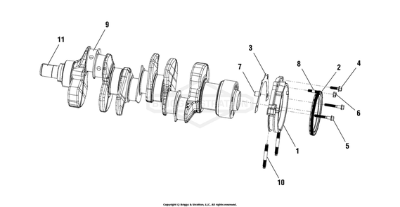 Engine Group - Crankshaft Diagram and Parts List for 076158-02  Briggs and Stratton Generator